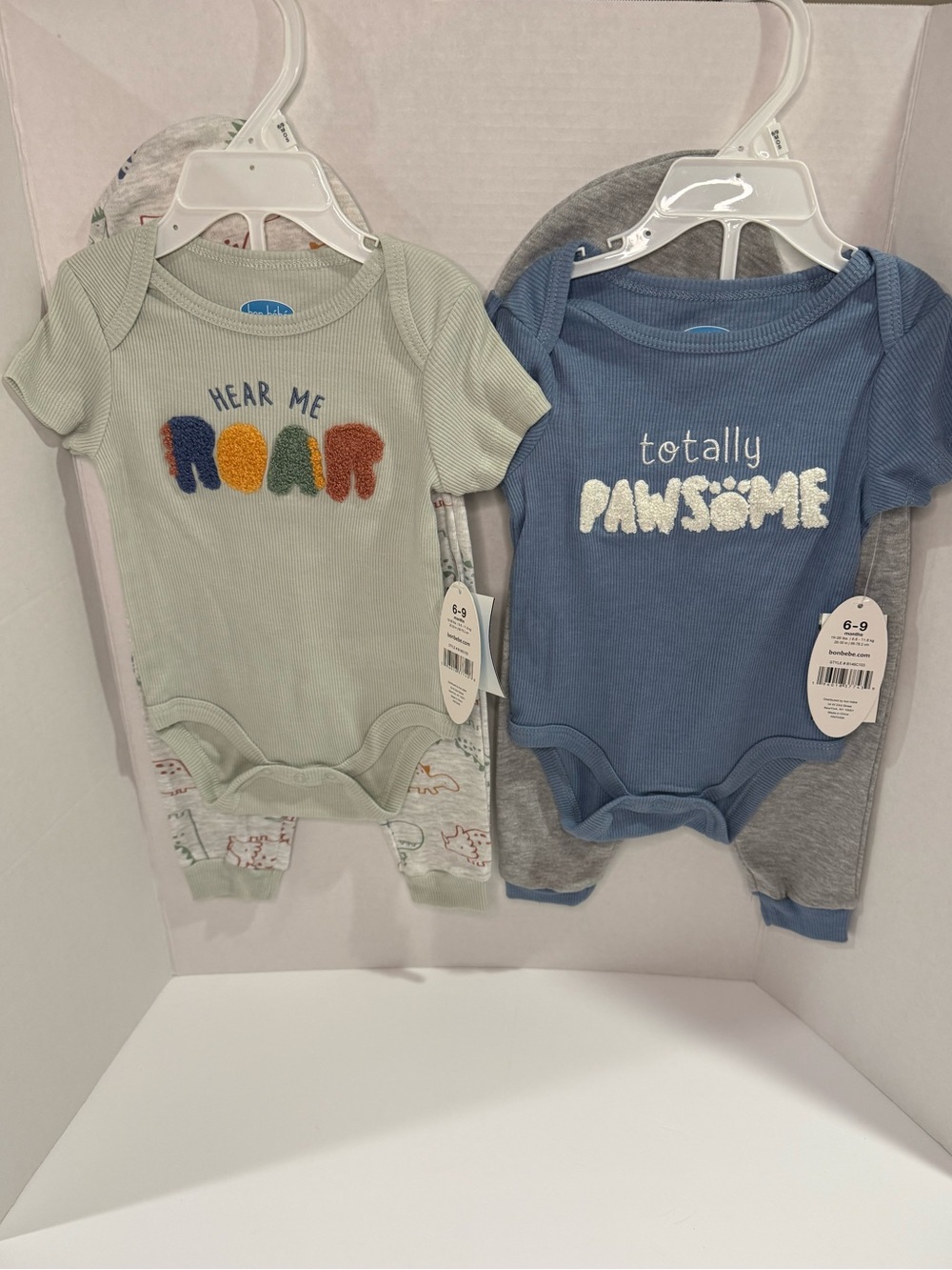 Bon Bebe Two-Pack Bodysuits in Sage Green & Blue
